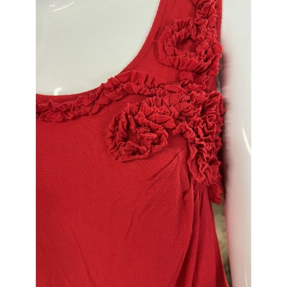 Liz Lange Maternity Floral Fringe Detail Sleeveless Tee~Size XS~Red Tank  L4 18 - Picture 3 of 7